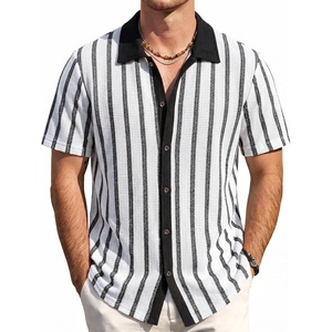 image:imageVATPAVE Mens Casual Button Down Shirt Short Sleeve Summer Shirts Fashion Textured Beach Vacation Shirts for MenWhite