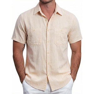 image:imageVATPAVE Mens Chambray Shirt Button Down Short Sleeve Shirt Beach Summer Casual Shirts with Two PocketsBeige