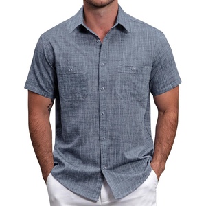 image:imageVATPAVE Mens Chambray Shirt Button Down Short Sleeve Shirt Beach Summer Casual Shirts with Two PocketsBlack