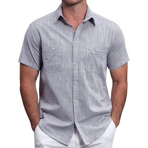 image:imageVATPAVE Mens Chambray Shirt Button Down Short Sleeve Shirt Beach Summer Casual Shirts with Two PocketsGray