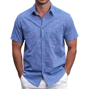 image:imageVATPAVE Mens Chambray Shirt Button Down Short Sleeve Shirt Beach Summer Casual Shirts with Two PocketsRoyal Blue