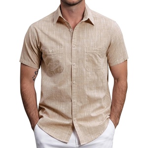 image:imageVATPAVE Mens Chambray Shirt Button Down Short Sleeve Shirt Beach Summer Casual Shirts with Two PocketsTan