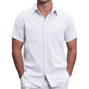 image:imageVATPAVE Mens Chambray Shirt Button Down Short Sleeve Shirt Beach Summer Casual Shirts with Two PocketsWhite