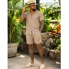 image:imageUOUA Summer Outfits for Men 2 Piece Short Sleeve Button Down Shirt amp Shorts Set Casual Vacation Beach TracksuitLight Khaki