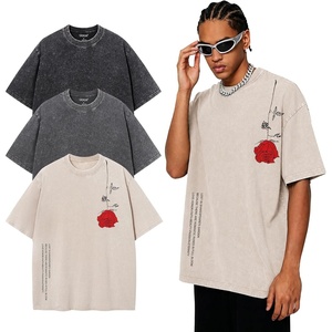 image:imageUOUA Mens Graphic Tees Vintage Oversized TShirts Casual Acid Wash Cotton Streetwear S2XLBlackgreyrosebeige