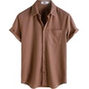 image:imageVATPAVE Mens Casual Waffle Shirt Short Sleeve Button Down Summer Shirts Loose Fit Beach ShirtsBrown
