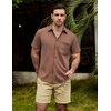 image:imageVATPAVE Mens Casual Waffle Shirt Short Sleeve Button Down Summer Shirts Loose Fit Beach ShirtsBrown