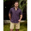 image:imageVATPAVE Mens Casual Waffle Shirt Short Sleeve Button Down Summer Shirts Loose Fit Beach ShirtsDark Purple
