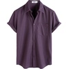 image:imageVATPAVE Mens Casual Waffle Shirt Short Sleeve Button Down Summer Shirts Loose Fit Beach ShirtsDark Purple