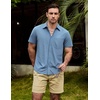 image:imageVATPAVE Mens Casual Waffle Shirt Short Sleeve Button Down Summer Shirts Loose Fit Beach ShirtsDenimblue