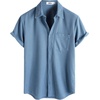 image:imageVATPAVE Mens Casual Waffle Shirt Short Sleeve Button Down Summer Shirts Loose Fit Beach ShirtsDenimblue