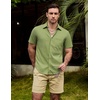 image:imageVATPAVE Mens Casual Waffle Shirt Short Sleeve Button Down Summer Shirts Loose Fit Beach ShirtsGrass Green
