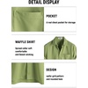 image:imageVATPAVE Mens Casual Waffle Shirt Short Sleeve Button Down Summer Shirts Loose Fit Beach ShirtsGrass Green