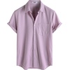 image:imageVATPAVE Mens Casual Waffle Shirt Short Sleeve Button Down Summer Shirts Loose Fit Beach ShirtsLight Purple