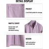 image:imageVATPAVE Mens Casual Waffle Shirt Short Sleeve Button Down Summer Shirts Loose Fit Beach ShirtsLight Purple