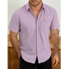 image:imageVATPAVE Mens Casual Waffle Shirt Short Sleeve Button Down Summer Shirts Loose Fit Beach ShirtsLight Purple