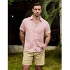 image:imageVATPAVE Mens Casual Waffle Shirt Short Sleeve Button Down Summer Shirts Loose Fit Beach ShirtsPink