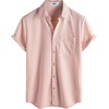 image:imageVATPAVE Mens Casual Waffle Shirt Short Sleeve Button Down Summer Shirts Loose Fit Beach ShirtsPink