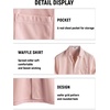 image:imageVATPAVE Mens Casual Waffle Shirt Short Sleeve Button Down Summer Shirts Loose Fit Beach ShirtsPink