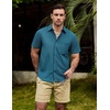 image:imageVATPAVE Mens Casual Waffle Shirt Short Sleeve Button Down Summer Shirts Loose Fit Beach ShirtsTeal