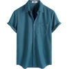 image:imageVATPAVE Mens Casual Waffle Shirt Short Sleeve Button Down Summer Shirts Loose Fit Beach ShirtsTeal