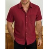 image:imageVATPAVE Mens Casual Waffle Shirt Short Sleeve Button Down Summer Shirts Loose Fit Beach ShirtsWinered