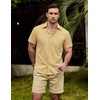 image:imageVATPAVE Mens Casual Waffle Shirt Short Sleeve Button Down Summer Shirts Loose Fit Beach ShirtsYellow