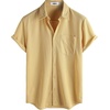 image:imageVATPAVE Mens Casual Waffle Shirt Short Sleeve Button Down Summer Shirts Loose Fit Beach ShirtsYellow