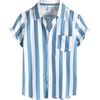 image:imageVATPAVE Boys Striped Button Down Shirt Short Sleeve Hawaiian Shirt Casual Summer Beach ShirtsRoyal Blue
