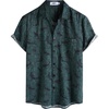 image:imageVATPAVE Mens Front Pocket Hawaiian Shirts Casual Floral Shirts Short Sleeve Button Down Beach Tropical ShirtsDarkgreen Black