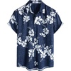 image:imageVATPAVE Mens Front Pocket Hawaiian Shirts Casual Floral Shirts Short Sleeve Button Down Beach Tropical ShirtsNavy White