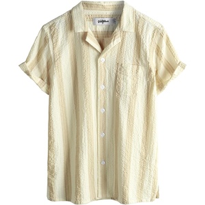 image:imageVATPAVE Boys Button Down Shirt Short Sleeve Casual Hawaiian Shirt Cuban Collar Summer Beach Shirts with PocketBeige Yellow