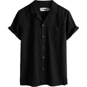 image:imageVATPAVE Boys Button Down Shirt Short Sleeve Casual Hawaiian Shirt Cuban Collar Summer Beach Shirts with PocketPure Black