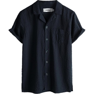 image:imageVATPAVE Boys Button Down Shirt Short Sleeve Casual Hawaiian Shirt Cuban Collar Summer Beach Shirts with PocketPure Navy