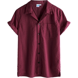 image:imageVATPAVE Boys Button Down Shirt Short Sleeve Casual Hawaiian Shirt Cuban Collar Summer Beach Shirts with PocketPure Winered