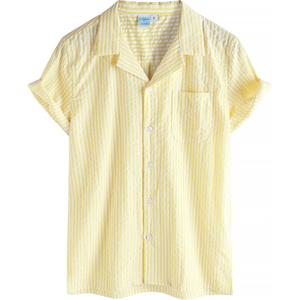 image:imageVATPAVE Boys Button Down Shirt Short Sleeve Casual Hawaiian Shirt Cuban Collar Summer Beach Shirts with PocketYellow