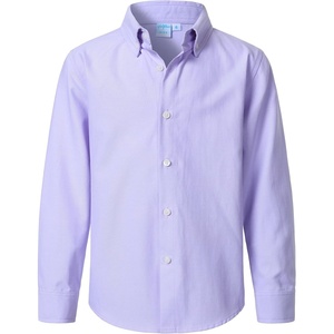 image:imageVATPAVE Boys Dress Shirts Long Sleeve Button Down Shirts Formal Uniform Solid Oxford ShirtLavender