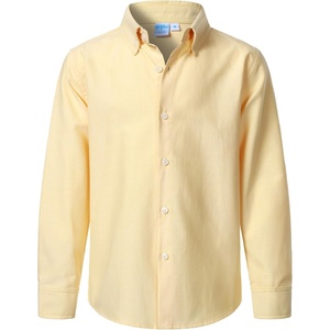 image:imageVATPAVE Boys Dress Shirts Long Sleeve Button Down Shirts Formal Uniform Solid Oxford ShirtYellow