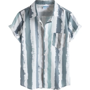 image:imageVATPAVE Boys Striped Button Down Shirt Short Sleeve Hawaiian Shirt Casual Summer Beach ShirtsBluegrey