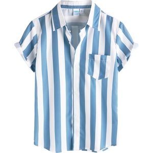 image:imageVATPAVE Boys Striped Button Down Shirt Short Sleeve Hawaiian Shirt Casual Summer Beach ShirtsRoyal Blue